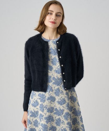 【美品】ANAYI　チェーン柄ジャガード カーディガン　ネイビー　Ｍ フラッフィアソート釦ショート カーディガン|ANAYI OFFICIAL