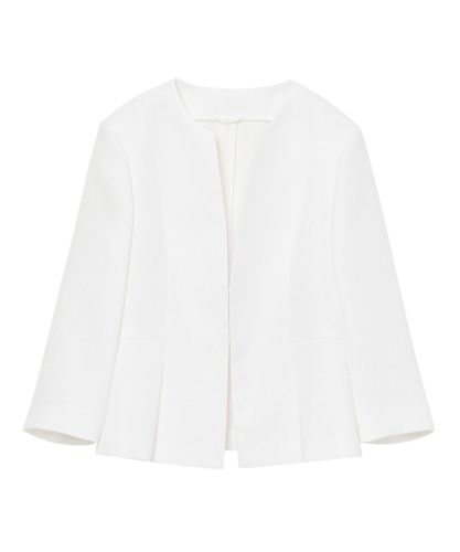 ANAYI アナイ　トリアセサテンペプラムジャケット　アイボリー ノーカラー Eternal Line 2026】トリアセサテンペプラム ジャケット|ANAYI