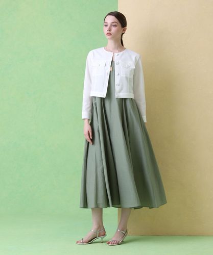 完売★ANAYIサッカーストレッチクロップドブルゾン　ノーカラージャケット サッカーストレッチクロップドブルゾン|ANAYI OFFICIAL ONLINE
