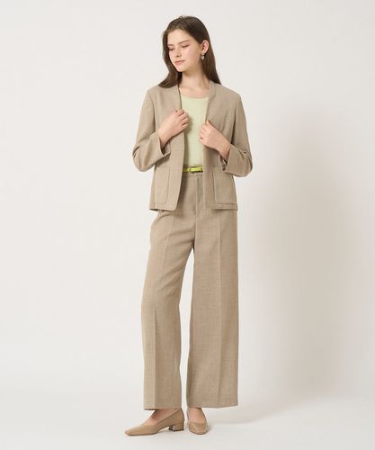 【美品】ANAYI カラミノーカラージャケット セットアップ対応商品】カラミリネンライクノーカラージャケット