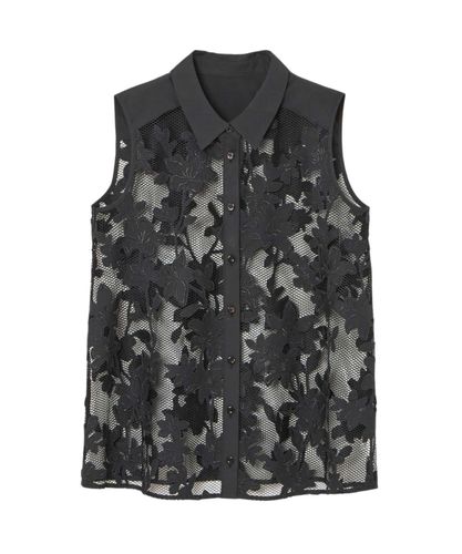 【1041】美品　アナイ　ティアードフラワープリントパフスリーブ　ブラウス　黒赤 ティアードフラワープリントパフスリーブブラウス | ANAYI/アナイ