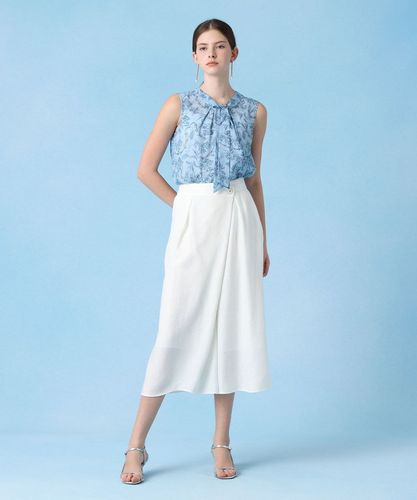 未使用*23AW*アナイ　カリグラフィー　タイブラウス　総柄　ホワイト　38 未使用*23AW*アナイ カリグラフィー タイブラウス 総柄 ホワイト