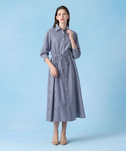 【762】アナイ　ストライプシャツワンピース　青白　38 762】アナイ ストライプシャツワンピース 青白 38｜Yahoo!フリマ
