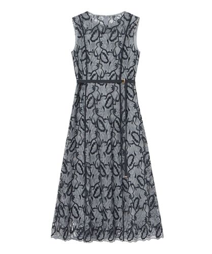 【美品】ANAYI ホップフラワーレースフレアワンピース ネイビー 38 M ホップフラワーレースフレア ワンピース | ANAYI/アナイ | 三越伊勢丹