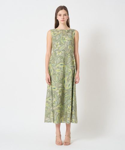 [美品]ANAYI アナイ デシンリーフプリント シャーリングワンピース 38 リーフプリントボートネック ワンピース|ANAYI OFFICIAL ONLINE