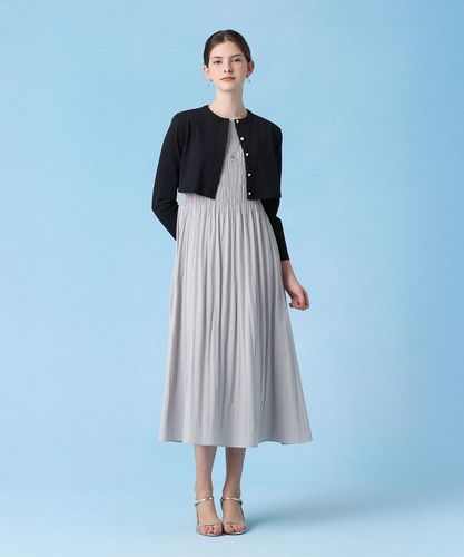 【完売品】ANAYI サッカーストレッチサイドベルト ワンピース　ネイビー　36 サッカーストレッチサイドベルト ワンピース | ANAYI/アナイ