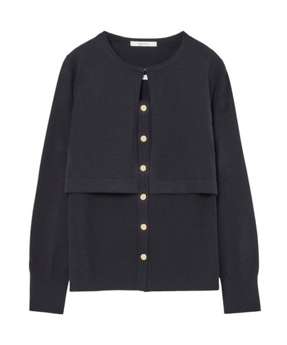 24年✨美品　ANAYI アナイ　スーパージロン襟付きカーディガン　ネイビー セットアップ対応商品】スーパージロン襟付き カーディガン|ANAYI