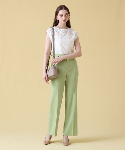 18年アナイ ANAYI★洗える♪　レーススリーブプルオーバーカットソー　トップス◆サイズ38 セール フレアスリーブ総針 プルオーバー （ニット・セーター