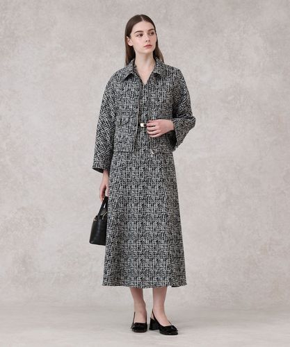 美品 ANAYI 25AW ツイーディージャカードキーホールネック ワンピース セットアップ対応商品】ツイーディージャカードキーホールネック