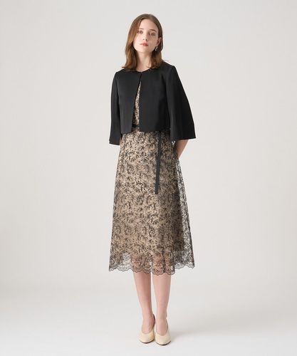 24AW 現行モデル アナイ トリアセサテンボレロ ジャケット 七分袖 36 紺 トリアセサテンボレロジャケット | ANAYI/アナイ | 三越伊勢丹