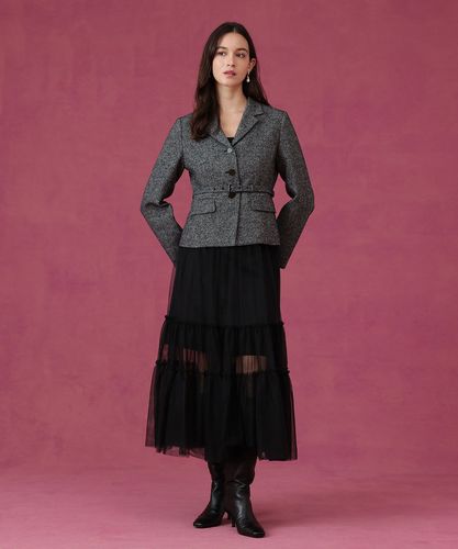 セットアップ対応商品】ウールシルクツイードペプラムジャケット