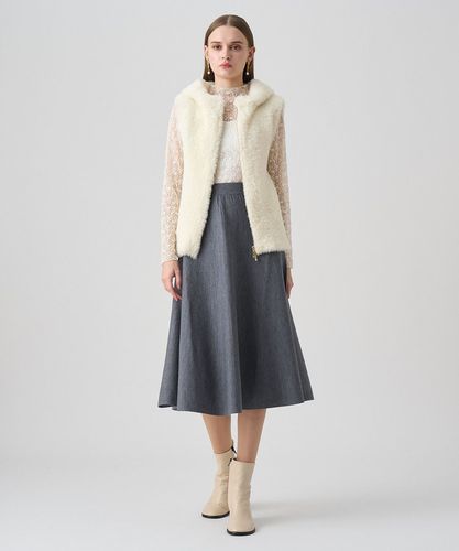 579】アナイ ファインメリノフレアニット スカート グレー 38 ANAYI