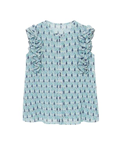 セットアップ対応商品】ペイントフラワープリントスリットネック