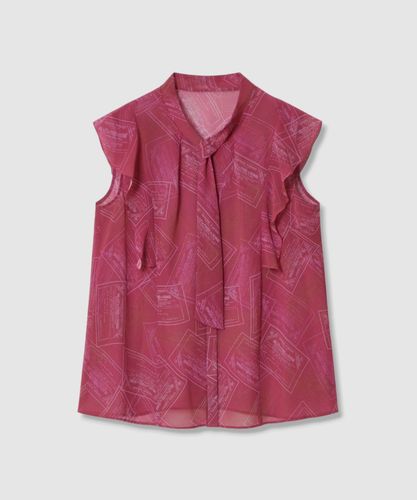 セットアップ対応商品】ペイントフラワープリントスリットネック