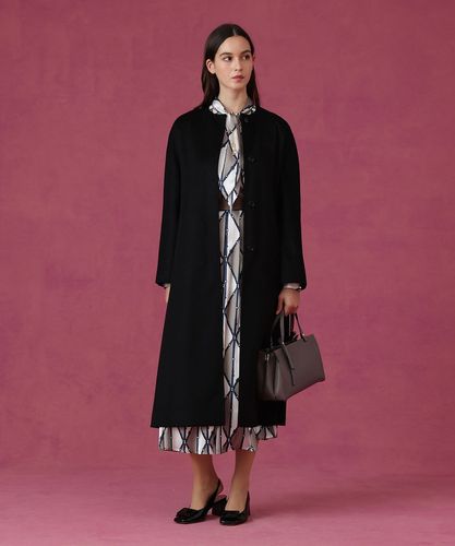 23年✨アナイ ベルトパターンプリントワンピース ロング ボウタイ ホワイト S ANAYI（アナイ）の「ベルトパターンプリント ワンピース（ワンピース