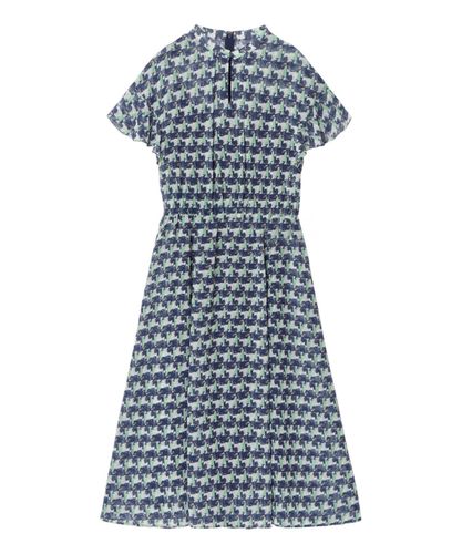 23年✨アナイ ベルトパターンプリントワンピース ロング ボウタイ ホワイト S 23年✨アナイ ベルトパターンプリントワンピース ロング ボウタイ