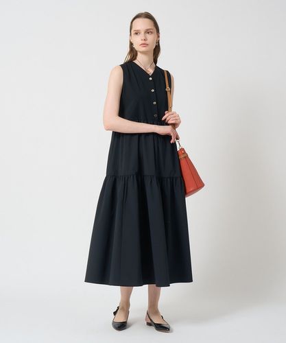 【ANAYI】2023年＊シャンブレータフタティアードワンピース　グリーン　36 ANAYI】2023年＊シャンブレータフタティアードワンピース グリーン 36