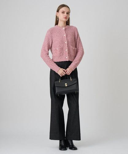 【美品】ANAYI アナイ 3Dフラワーレースクルーネック　カーディガン ANAYI】3Dフラワーレースクルーネックカーディガン Mサイズ ベージュ