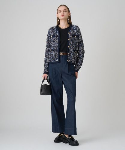 メランジュツイード カーディガン♡ブルーミックス ANAYI カーディガン メランジュツイード レディース : ZOZOTOWN Yahoo