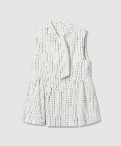 セットアップ対応商品】リーフカリグラフィープリントタイ ブラウス