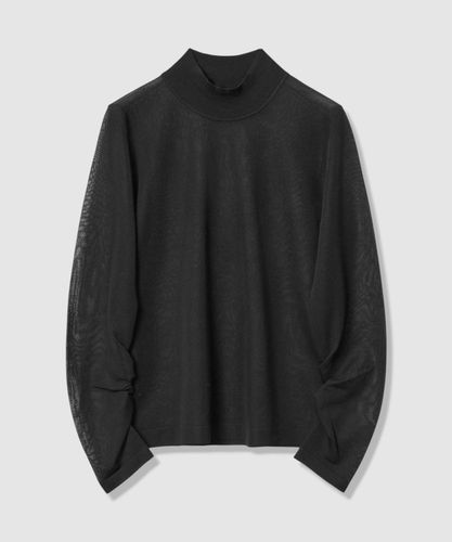 【759】アナイ　シアーウールシルクリブハイネック プルオーバー　黒　薄手　黒 ウールシルクシアーリブハイネックプルオーバー|ANAYI OFFICIAL ONLINE