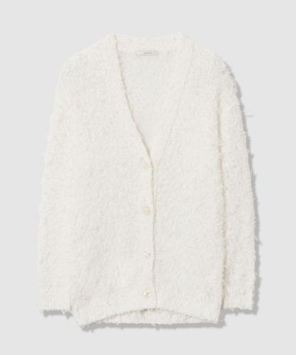 美品ANAYI【2025春夏】ペーパーシャギーカーディガン・白ボーダー38 美品ANAYI【2025春夏】ペーパーシャギーカーディガン・白ボーダー38