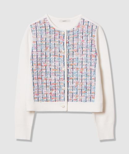 セットアップ対応商品】ブルーミックスツイードコンビ カーディガン