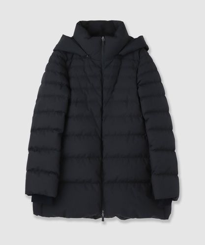 Herno ブラウン ロングダウンジャケット ダウン切り替え セール】HERNO DIAGONAL WOOL ＆ NUAGE PARKA ヘルノ ウール切替ダウン