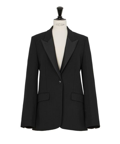 セットアップ対応商品】ウールジョーゼットステンカラージャケット