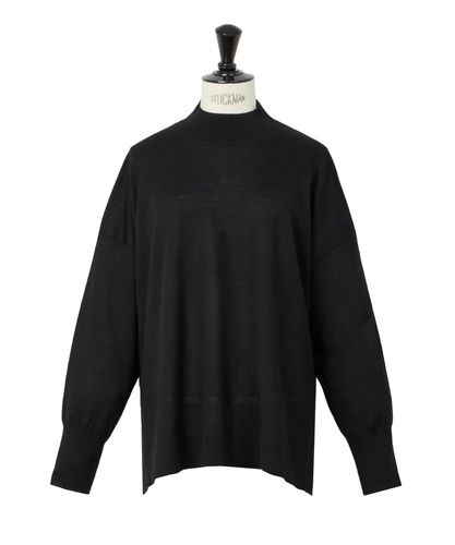 美品 22AW アナイ ウール×シルク タートルネック リブニットセーター 黒 ANAYI（アナイ）の「ウールシルクリブタートルネック プルオーバー