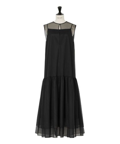 セットアップ対応商品】ウールジョーゼットシームフレアワンピース