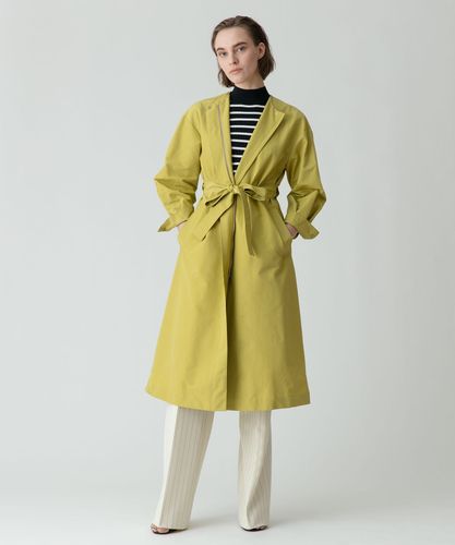 アルアバイル allureville ノーカラーもこもこエコファーロングコート茶 allureville ノーカラーコート コート グログランフロントジップ