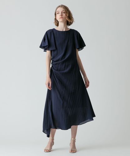 コットンサテンギャザースリーブVネックワンピース|allureville