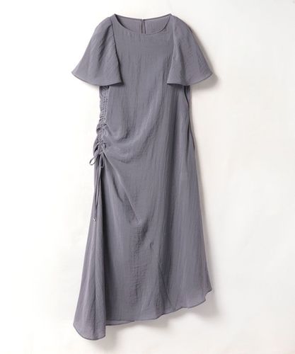 コットンサテンギャザースリーブVネックワンピース|allureville