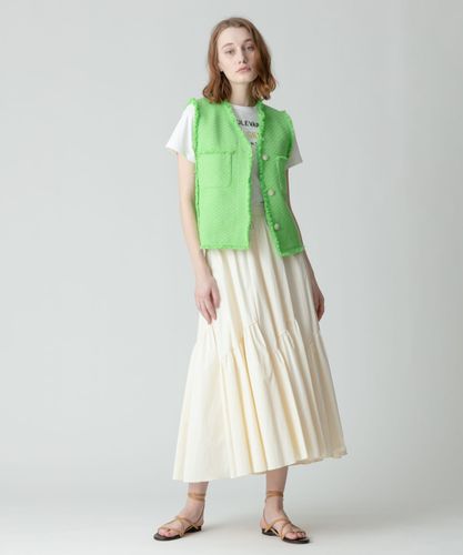 u-big ツイードフリンジジレ ブラックホワイト Drawer(ドゥロワー) FALL1 ツイードフリンジジレツイードベスト