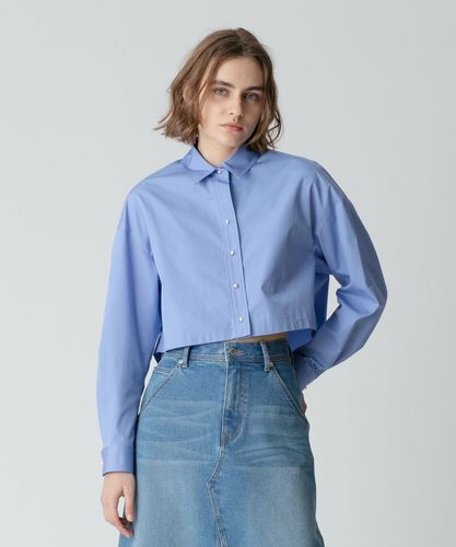 【美品】アルアバイル ブルー スキッパー シャツブラウス 春夏　2024 美品】アルアバイル ブルー スキッパー シャツブラウス 春夏