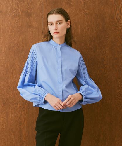 美品　2024SS allureville 綿ブロード袖ピンタックブラウス 黒 綿ブロード袖ピンタックブラウス|allureville OFFICIAL SITE