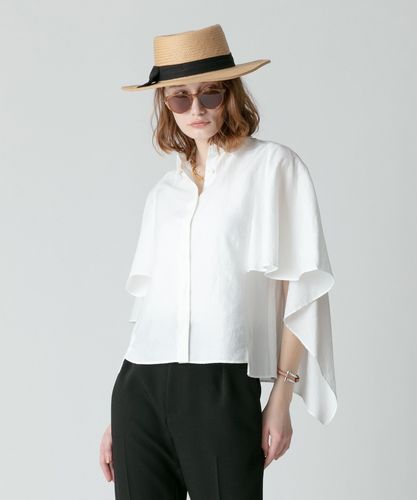24SS ✨完売品✨アルアバイル リネン混スラブケープスリーブブラウス 白 M 20241013140_d567e3b0c1ad9bfbee
