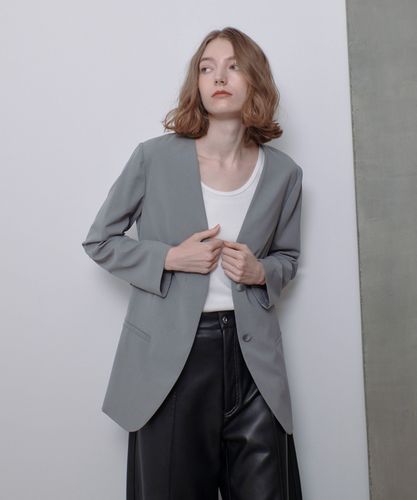 24AW 極美品 アルアバイル 紺 エトリアシャンブレーカラーレス