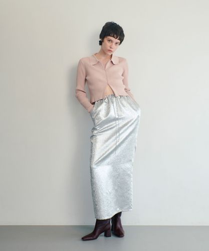 ANDREA&Co AUBREYメタリックナロースカート シルバー 20242011100_226d72df8a46f5edd3