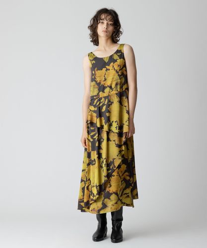 美品 アルアバイル 花柄 ドビーシフォン ティアードロングワンピース イエロー 美品 アルアバイル 花柄 ドビーシフォン ティアードロング