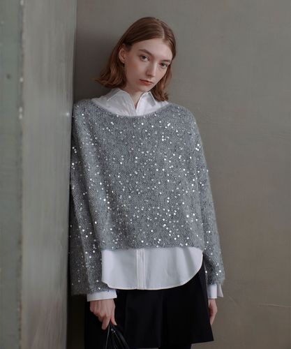 美品★allureville アルアバイル　ロゴプルオーバー　ニット 24SS スパンコールモヘヤプルオーバー|allureville OFFICIAL SITE