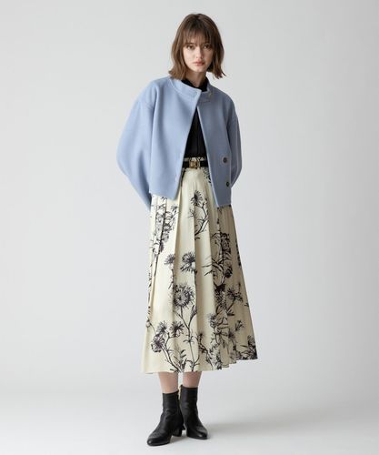 allureville Wリバースタンドカラーショートコート ベージュ Wリバー