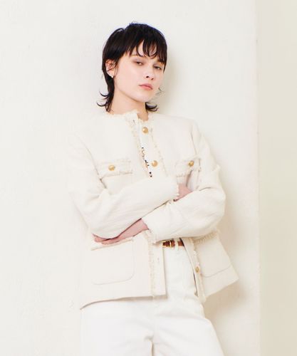 allureville アイボリー ノーカラージャケット ブークレーノーカラージャケット|allureville OFFICIAL SITE