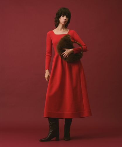 LOULOU WILLOUGHBY】スクエアドットプリントフレアワンピース