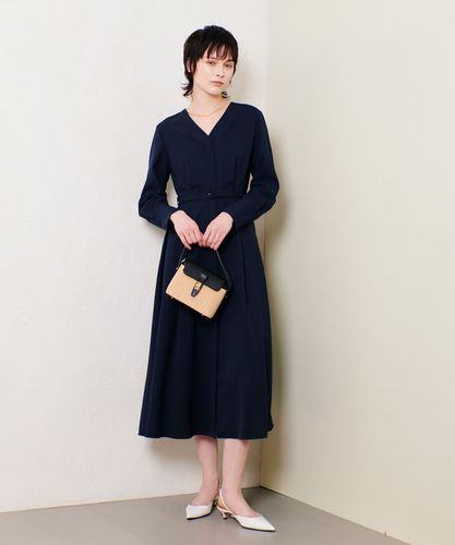 美品 アルアバイル ロングワンピース Vネックサイドタックワンピース ネイビー Vネックタックワンピース|allureville OFFICIAL SITE / ONLINE