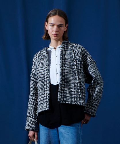 リネン混リバーダブルクロスノーカラージャケット|allureville