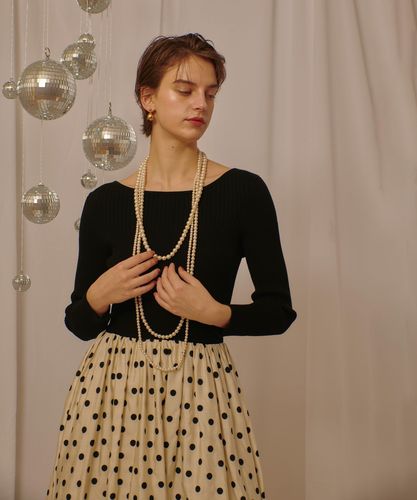 ドット柄ドッキングニットワンピース|allureville OFFICIAL SITE