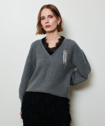 極美品★アルアバイル エンブレム刺繍 金ボタン ラメ ブラック カーディガン ショートシャギーラメカーディガン|allureville OFFICIAL SITE