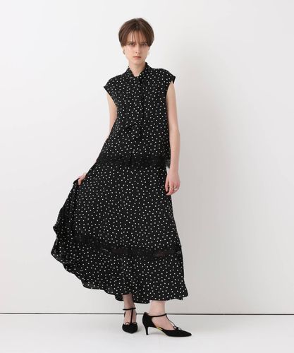 レース切替ドットプリントブラウス|allureville OFFICIAL SITE